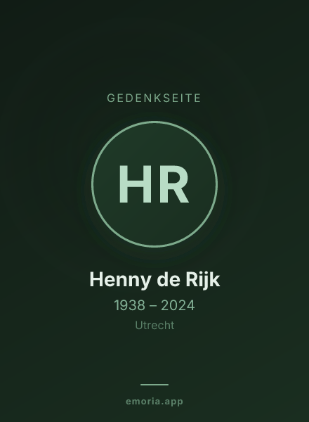Gedenkportrait von Henny de Rijk