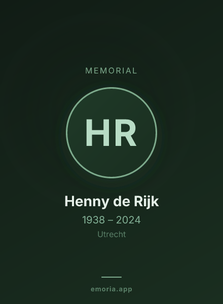 Memorial portrait of Henny de Rijk