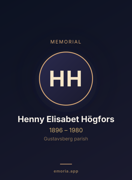 Memorial portrait of Henny Elisabet Högfors