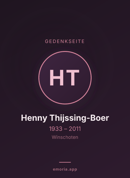 Gedenkportrait von Henny Thijssing-Boer