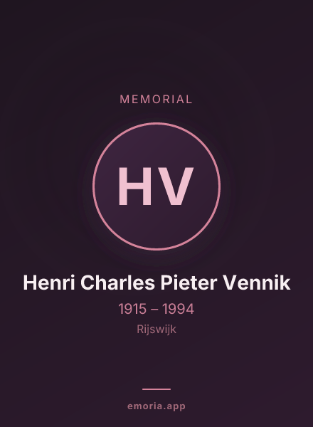 Memorial portrait of Henri Charles Pieter Vennik