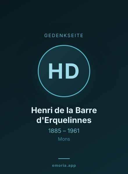 Gedenkportrait von Henri de la Barre d'Erquelinnes