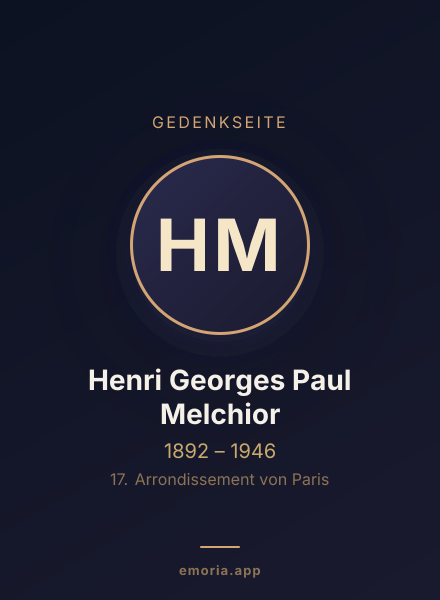 Gedenkportrait von Henri Georges Paul Melchior