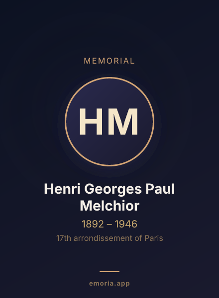 Memorial portrait of Henri Georges Paul Melchior