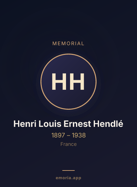 Memorial portrait of Henri Louis Ernest Hendlé