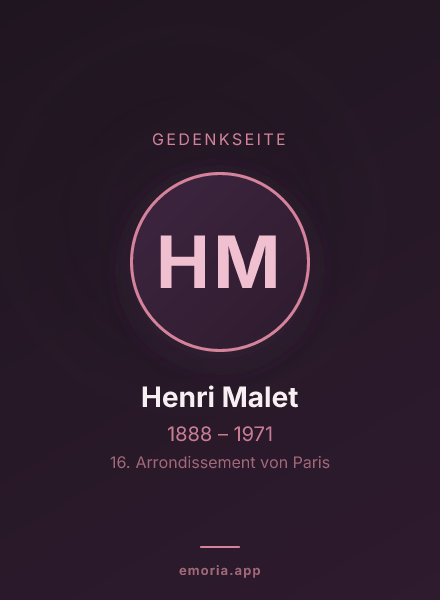 Gedenkportrait von Henri Malet