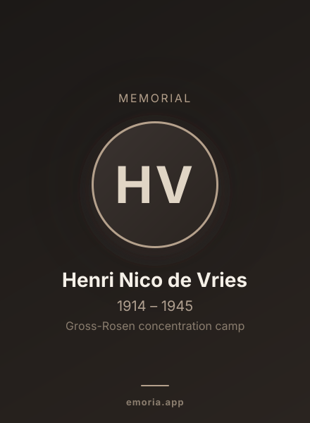 Memorial portrait of Henri Nico de Vries