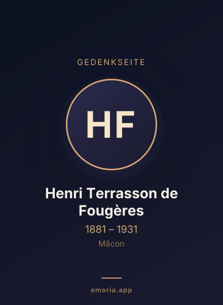 Gedenkportrait von Henri Terrasson de Fougères