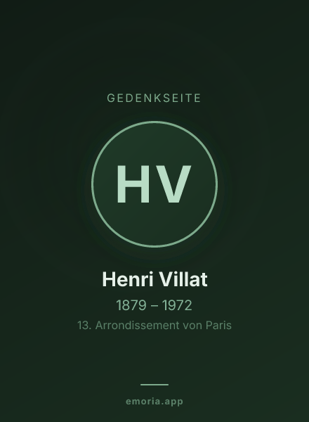 Gedenkportrait von Henri Villat