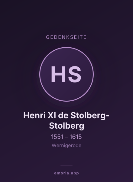 Gedenkportrait von Henri XI de Stolberg-Stolberg