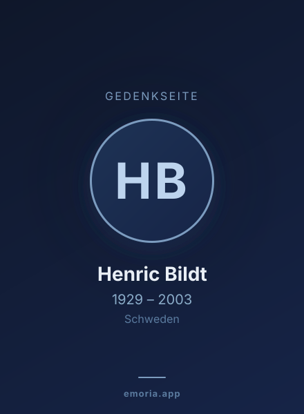Gedenkportrait von Henric Bildt