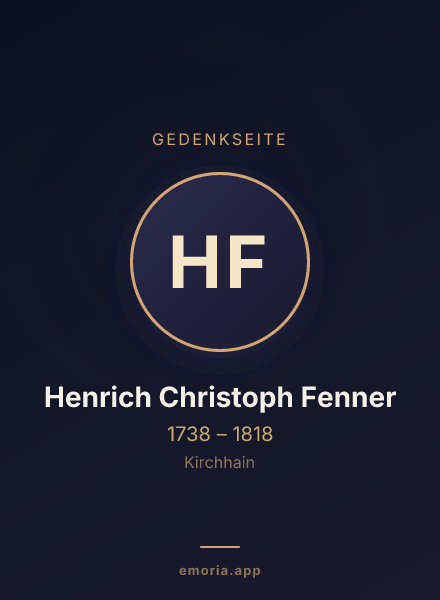 Gedenkportrait von Henrich Christoph Fenner