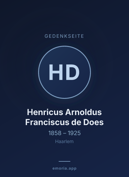 Gedenkportrait von Henricus Arnoldus Franciscus de Does