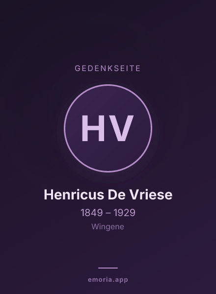 Gedenkportrait von Henricus De Vriese