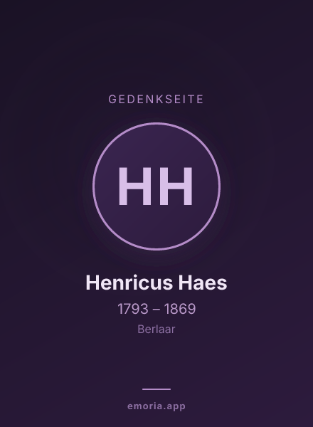 Gedenkportrait von Henricus Haes