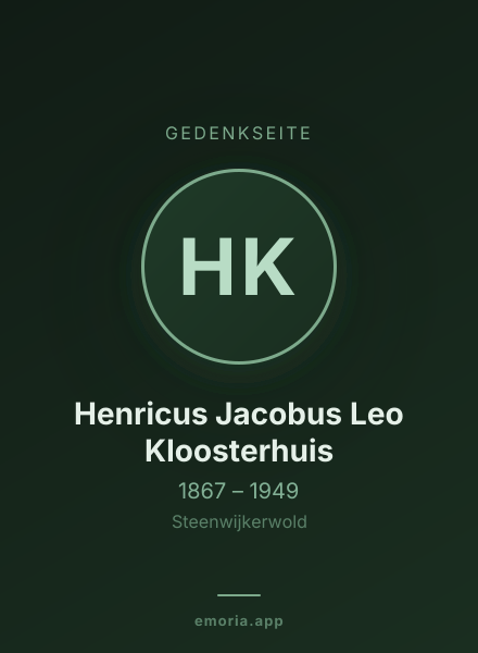 Gedenkportrait von Henricus Jacobus Leo Kloosterhuis