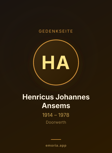 Gedenkportrait von Henricus Johannes Ansems