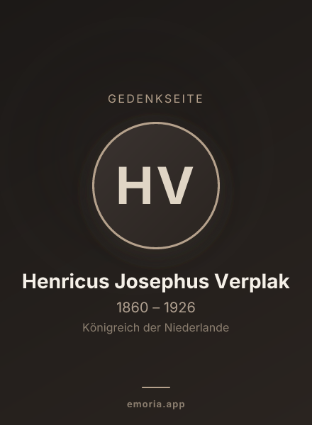 Gedenkportrait von Henricus Josephus Verplak