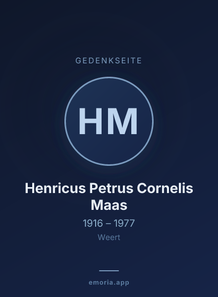 Gedenkportrait von Henricus Petrus Cornelis Maas