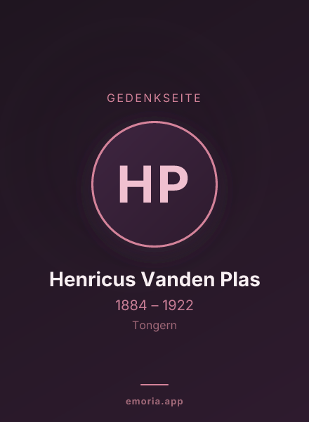 Gedenkportrait von Henricus Vanden Plas