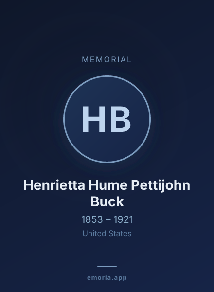 Memorial portrait of Henrietta Hume Pettijohn Buck