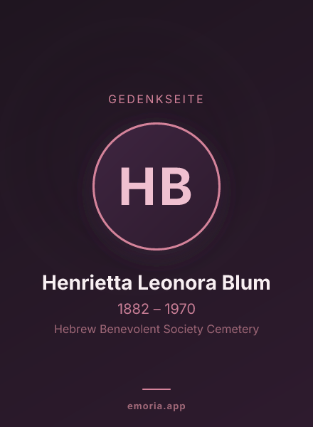 Gedenkportrait von Henrietta Leonora Blum
