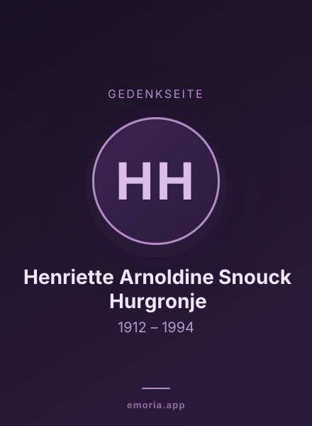 Gedenkportrait von Henriette Arnoldine Snouck Hurgronje