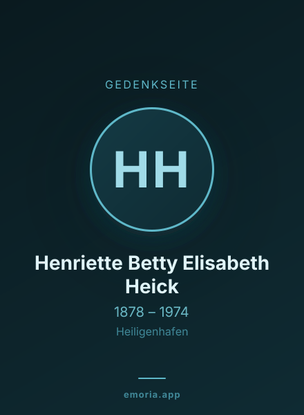Gedenkportrait von Henriette Betty Elisabeth Heick