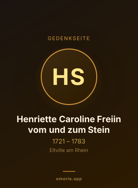 Gedenkportrait von Henriette Caroline Freiin vom und zum Stein