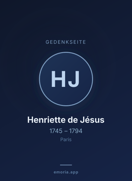 Gedenkportrait von Henriette de Jésus