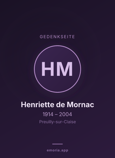 Gedenkportrait von Henriette de Mornac