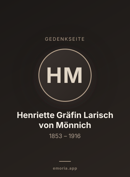 Gedenkportrait von Henriette Gräfin Larisch von Mönnich