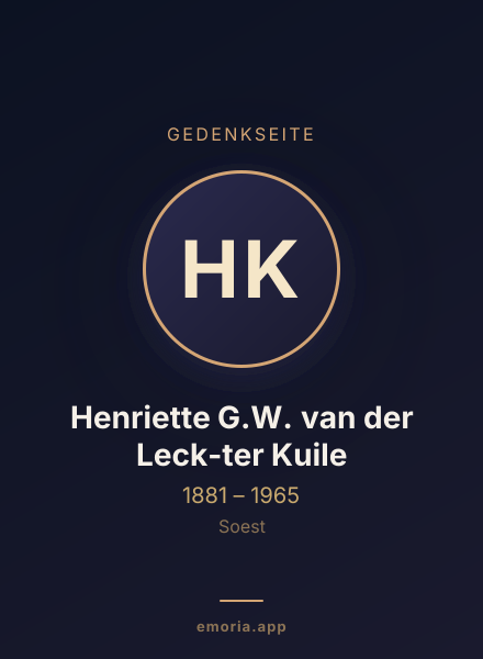 Gedenkportrait von Henriette G.W. van der Leck-ter Kuile