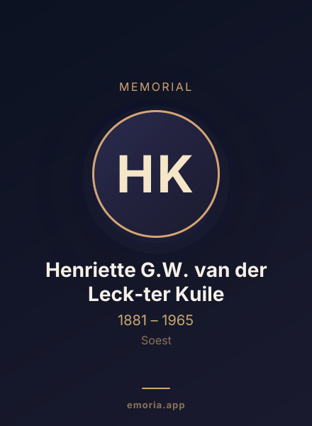 Memorial portrait of Henriette G.W. van der Leck-ter Kuile