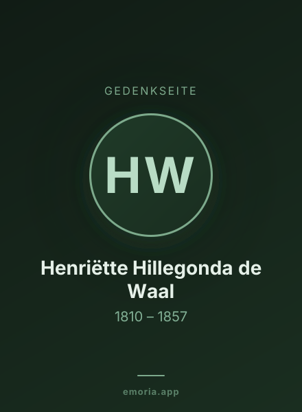 Gedenkportrait von Henriëtte Hillegonda de Waal