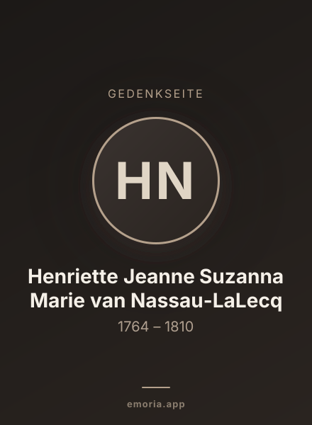 Gedenkportrait von Henriette Jeanne Suzanna Marie van Nassau-LaLecq