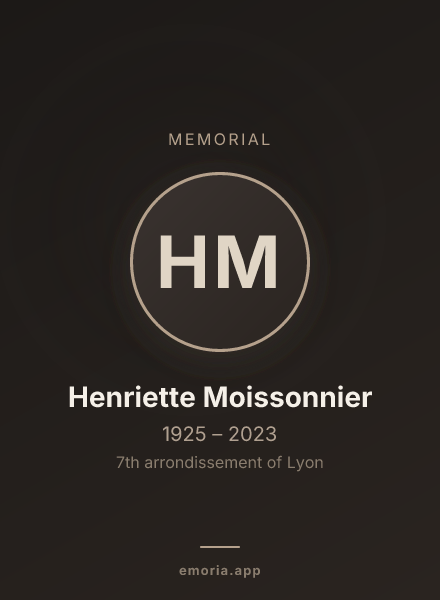 Memorial portrait of Henriette Moissonnier