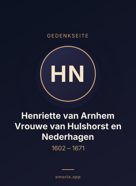 Gedenkportrait von Henriette van Arnhem Vrouwe van Hulshorst en Nederhagen