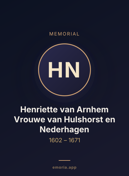 Memorial portrait of Henriette van Arnhem Vrouwe van Hulshorst en Nederhagen
