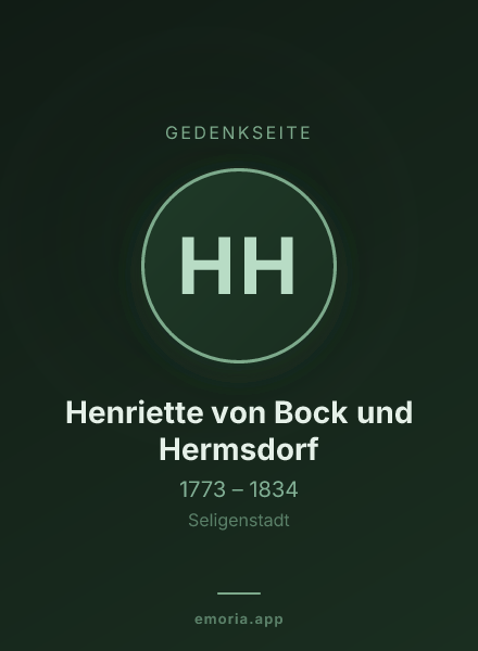 Gedenkportrait von Henriette von Bock und Hermsdorf