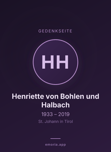 Gedenkportrait von Henriette von Bohlen und Halbach