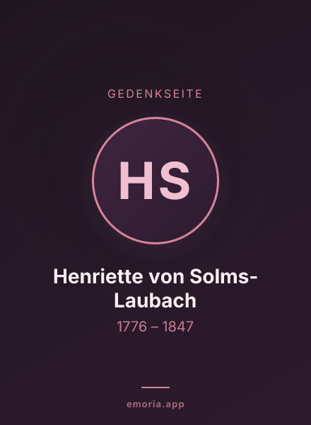 Gedenkportrait von Henriette von Solms-Laubach