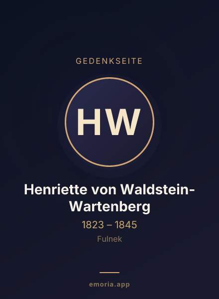 Gedenkportrait von Henriette von Waldstein-Wartenberg