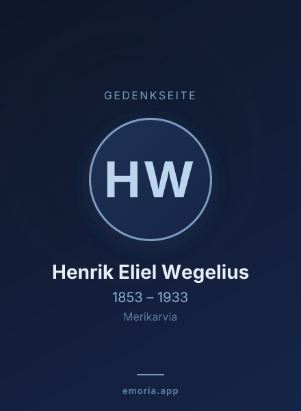 Gedenkportrait von Henrik Eliel Wegelius