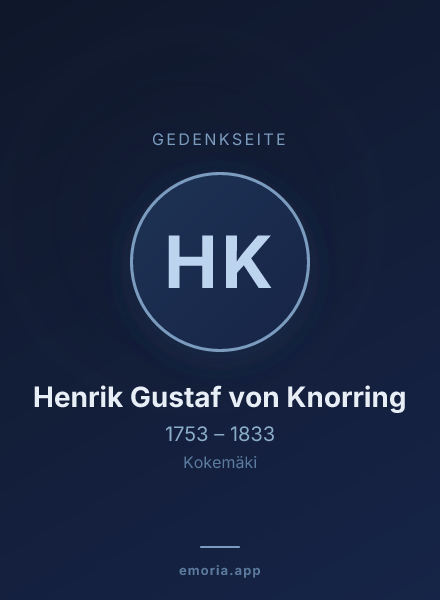Gedenkportrait von Henrik Gustaf von Knorring
