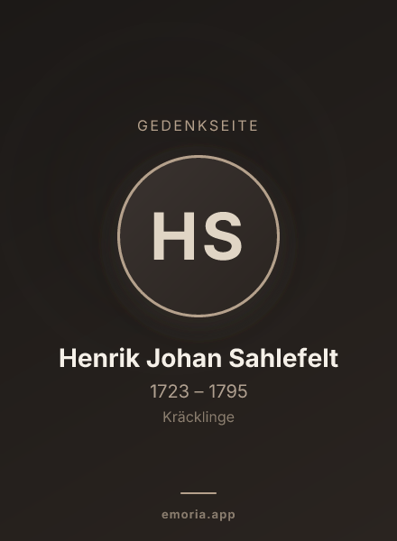 Gedenkportrait von Henrik Johan Sahlefelt