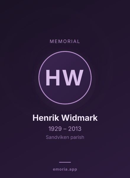 Memorial portrait of Henrik Widmark