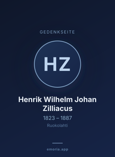 Gedenkportrait von Henrik Wilhelm Johan Zilliacus