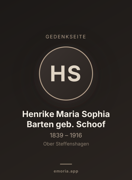 Gedenkportrait von Henrike Maria Sophia Barten geb. Schoof