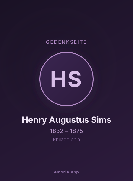 Gedenkportrait von Henry Augustus Sims